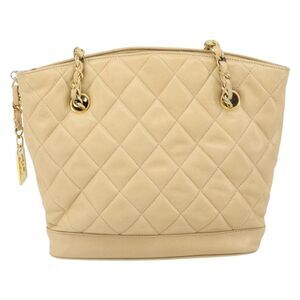 Chanel Boy Shopper Quilted Calfskin Beige Leather Tote Bag Bag